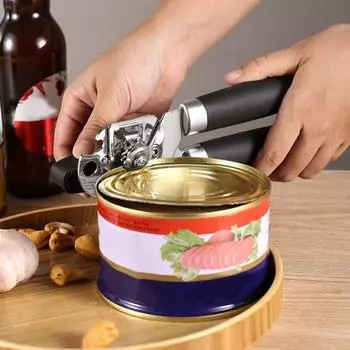 Открывалка для консервных банок, гладкая открывалка для пива из нержавеющей стали, поворотная ручка, нескользящая ручка, открывалка для крышки для домашнего кухонного бара синий