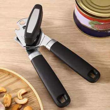 Открывалка для консервных банок, гладкая открывалка для пива из нержавеющей стали, поворотная ручка, нескользящая ручка, открывалка для крышки для домашнего кухонного бара синий