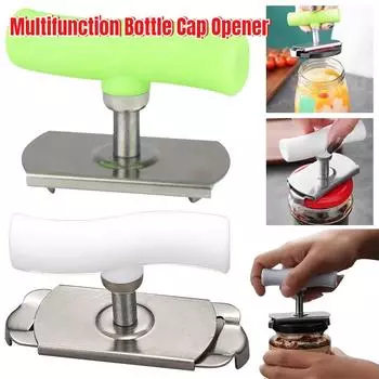 Открывалка для консервных банок из нержавеющей стали, многофункциональная открывалка для откручивания крышек, для дома, регулируемая вращающаяся открывалка для бутылок, кухонные принадлежности 1PC белый