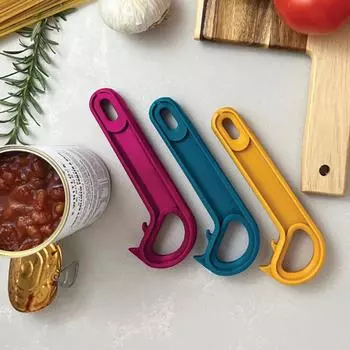 Открывалка для консервных банок с язычком, ручная открывалка для консервных банок с пластиковым кольцом и крючком, консервный нож, легко подходит для людей с артритом, болезнью Паркинсона или пожилых людей жёлтый