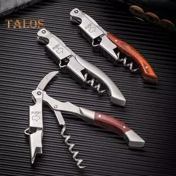 Открывалка для красного вина, экономичный инструмент для удаления винных пробок, штопор из нержавеющей стали с деревянной ручкой для кухонного бара