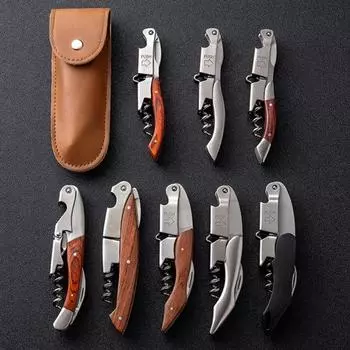 Открывалка для красного вина, экономичный инструмент для удаления винных пробок, штопор из нержавеющей стали с деревянной ручкой для кухонного бара A