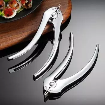 Открывалка для моллюсков Yousheng Удобная ручка Простота в эксплуатации Трудосберегающие плоскогубцы из цинкового сплава Полированные плоскогубцы для моллюсков Открывалка для ракушек Инструмент для морепродуктов Кухонные аксессуары серебряный