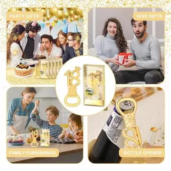 Открывалка для пива с цифрами, персонализированная открывалка для крышек, золотой инструмент для открывания бутылок, принадлежности для вечеринок на дни рождения и годовщины 20