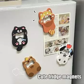 Открывалка для пивных бутылок Магнит Милое животное Кошка Собака Панда Форма открывалка для бутылок Крышка для бутылок Забавный кухонный гаджет Практичный аксессуар для бара A