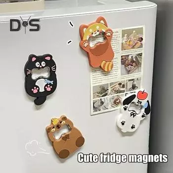 Открывалка для пивных бутылок Магнит Милое животное Кошка Собака Панда Форма открывалка для бутылок Крышка для бутылок Забавный кухонный гаджет Практичный аксессуар для бара A