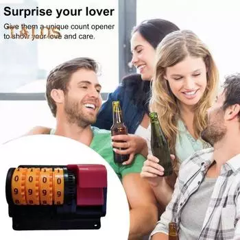 Открывалка для пивных бутылок, настенный съемник крышек с цифровым счетчиком, аксессуар для питья пива для бара, кухни оранжевый