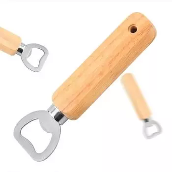 Открывалки для бутылок с деревянной ручкой из нержавеющей стали, подходят для пива, газированных коктейлей и т. д. Небольшой инструмент для вечеринок и баров