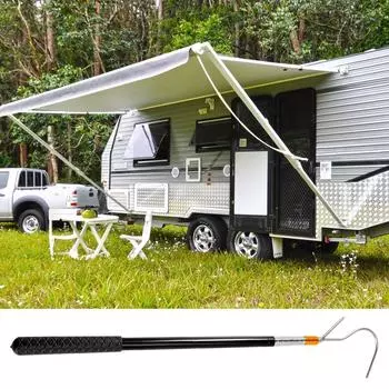 Открыватель для тента автофургона, открыватель для стержня навеса, портативный открыватель для тента автофургона, стержень для стержня с многосекционным замком для укрытия палатки, расширяется чёрный