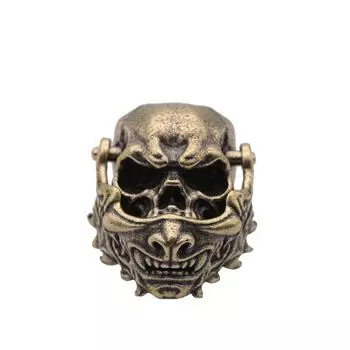 Открывающаяся японская маска самурая, голова черепа, латунная бусина для ножа, для улицы, EDC, сделай сам, плетеный шнурок из паракорда, подвеска, аксессуары, панк-шарм