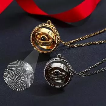 Открывающееся ожерелье с астрономическим шаром, 100 языков, проекционный кулон «Я люблю тебя», колье, ожерелье для мужчин и женщин, подарки на День святого Валентина