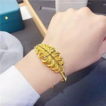 Открывающийся браслет «Хвост феникса», женский браслет с полой резьбой золотого цвета, браслет для свадебного торжества в стиле ретро 17CM золотой