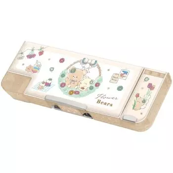 Открывающийся пенал Flower Bear с карманом для ластика New School New Semester Pendant Case с большой емкостью для хранения точилка для карандашей включает в себя карточку с расписанием бежевый