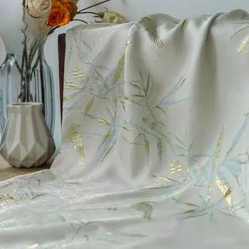 Отличительная классическая жаккардовая ткань с золотыми листьями бамбука для женщин, весенний и осенний стиль багажа, непроницаемый букет декоративных тканей 90cm*145cm