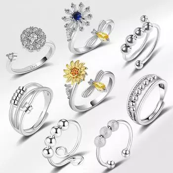 Отличительные и индивидуальные Уникальные и персонализированные сверкающие и блестящие кольца Высококачественные женские вращающиеся кольца Тревожные модные тенденции Кольца