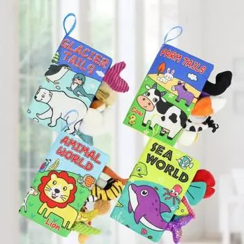 Отличная встроенная звуковая бумага для раннего образования, экологически чистая, приятная на ощупь, мягкая тканевая книга для младенцев Raccoon