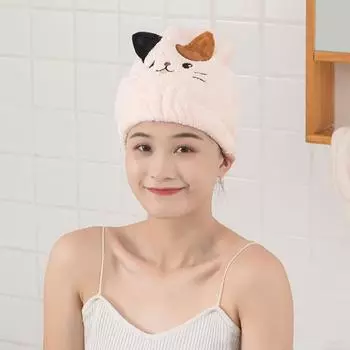 Отличное нелиняющее полотенце для волос из кораллового флиса для женщин, длинное, короткое, вьющееся, прямое, быстросохнущее, шапка для ежедневного использования бежевый