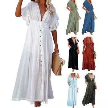 Отличное платье-бикини, длинное милое платье-бикини с узкой талией и рюшами для водных видов спорта чёрный