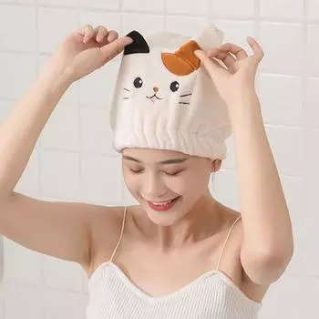 Отличное полотенце для волос с мультяшным дизайном Быстросохнущее Легко чистится в холодную погоду Путешествие Быстросохнущее полотенце для волос Ежедневное использование бежевый