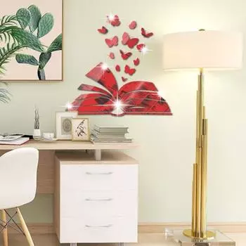 Отличное широкое применение, привлекательная наклейка-бабочка, книжный стиль, украшение фона для спальни серебряный