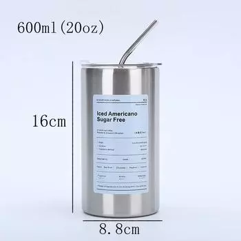 Отличное соотношение цены и качества для подарка на Новый год. Современная американская чашка. Стакан для воды. Соломинка. Прямая чашка. Портативный термос. 601-700ml чёрный