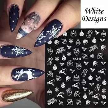 Отличные наклейки для ногтей, съемные декоративные блестящие наклейки с изображением лося, рождественская елка, дизайн маникюра G