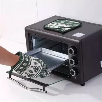 Отличные нескользящие легкие перчатки с мультяшным рисунком для приготовления пищи, комплект подушек для перчаток для микроволновой печи, варежки для выпечки в общежитии зелёный