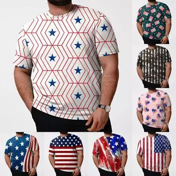 (Отличный дом)Футболки Рубашки для мужчин, мужские футболки с американским флагом ко Дню независимости, футболка с короткими рукавами и мышцами, топ