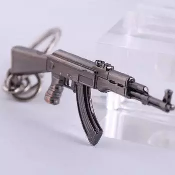 (Отличный дом)Мини-подвеска AK47 с пряжкой для ключей 6 см, металлический брелок для ключей, подвеска в подарок One Size серебряный