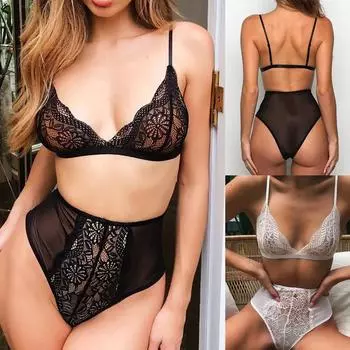 (Отличный дом)Модное женское кружевное сексуальное женское белье с v-образным вырезом, бюстгальтер-стринги, белый комплект нижнего белья Babydoll XXXL