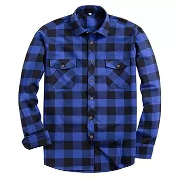 (Отличный дом)Мужская повседневная мода в клетку с принтом, свободная толстовка с длинным рукавом, рубашка, топ, блузка L темно-синий