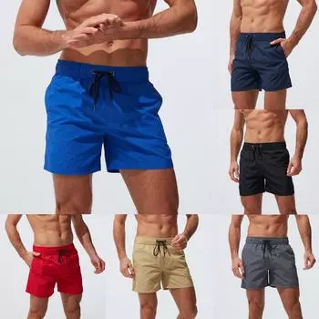 (Отличный дом)Мужские дышащие плавки больших размеров, брюки с карманами, купальники, пляжные шорты, тонкая одежда L чёрный