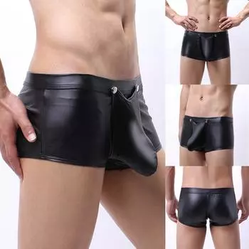 (Отличный дом)Мужское сексуальное нижнее белье из искусственной кожи с низкой талией, удобное нижнее белье L
