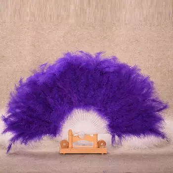 (Отличный дом)Свадебная танцовщица танцует элегантное большое перо складной ручной веер декор наклейка One Size красный