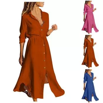 (Отличный дом)Женское однобортное однобортное шифоновое платье с воротником-накидкой и длинными рукавами L синий