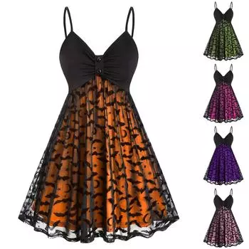 (Отличный дом)Женское винтажное готическое сексуальное сетчатое вечернее платье без рукавов L зелёный