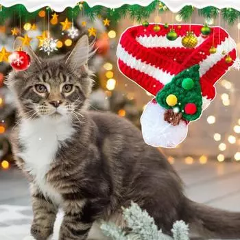 Отличный мультяшный орнамент, привлекательный шарф для щенка, теплая одежда для шеи, Рождественский вязаный декор, аксессуары 1 S