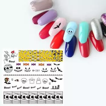 Отличный уникальный узор, яркие цветные наклейки для ногтей, наклейки для маникюра на Хэллоуин, украшения для ногтей, принадлежности E