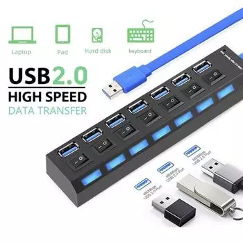 Отличный USB-разветвитель с несколькими интерфейсами, высокая производительность Plug and Play 4 чёрный