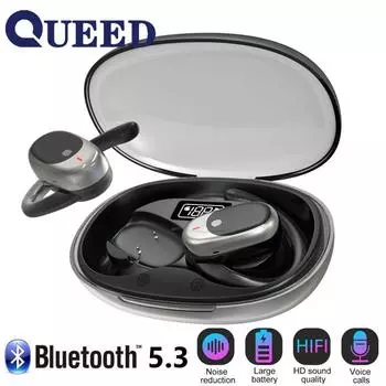 Отображается номер прозрачности новой вращающейся беспроводной Bluetooth-гарнитуры с креплением на ухе, воздушной проводимости TWS, шумоподавления чёрный