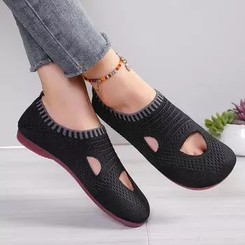 Otoo mujer de punto transpirable zapatos повседневные кроссовки Hueco Vulcanizado Mujer zapatos de mujer plana Talla 43 36 бежевый