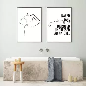 Отпечатки для ванной комнаты, настенная живопись на холсте, рисунок обнаженной линии, абстрактный постер, скандинавский туалет, цитата, знак, украшение стены, фотографии 21x30cm No Framed