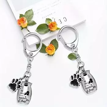Отпечаток лапы Урны для домашних животных Брелок для праха собаки и кошки Урны для кошек Сувенирный прах собаки Памятный подарок Мемориал серебряный