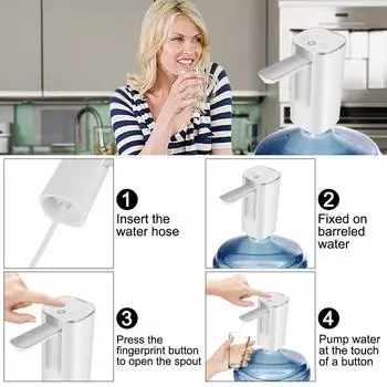 Отпечаток пальца Электрический водопоглотитель Кнопочный диспенсер для бутылок с водой Насос Сенсорное управление Умный дисплей Складной M серебряный