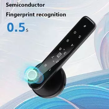 Отпечаток пальца пароль ключ разблокировка анти подглядывание цифровой электронный дверной замок тип C аварийная зарядка для дверей толщиной 3,5-6,5 см чёрный