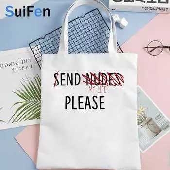 отправить нюдовую рубашку, сумка для покупок, эко-сумка для вторичной переработки, большая парусиновая сумка-шопер, экосумка, bolsas, многоразовые товары для покупок на заказ 24*26cm