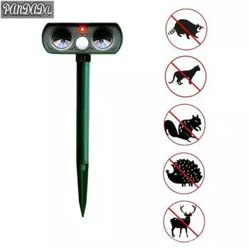 Отпугиватель домашних животных для собак, кошек, птиц, кабанов, мышей, комаров, ультразвуковой перезаряжаемый на солнечной энергии, инструмент для использования в помещении и на открытом воздухе зелёный