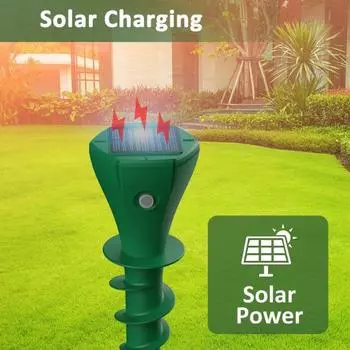 Отпугиватель мышей на солнечных батареях, широкий диапазон покрытия, автоматическая зарядка, 3 режима работы, водонепроницаемый IP65, отпугиватель сусликов и полевок 1pc зелёный