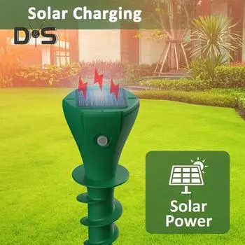 Отпугиватель мышей на солнечных батареях, широкий диапазон покрытия, автоматическая зарядка, 3 режима работы, водонепроницаемый IP65, отпугиватель сусликов и полевок 1pc зелёный