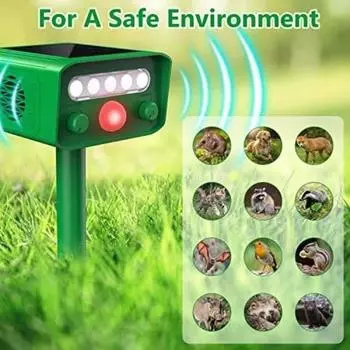 Отпугиватель птиц, отпугиватель животных на солнечной батарее, отпугиватель крыс, отпугиватель змей, регулируемый ультразвуковой светодиодный отпугиватель животных с мощным светом